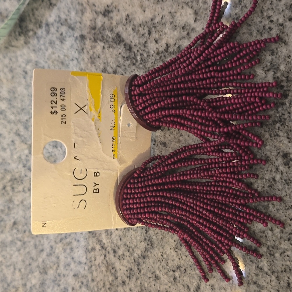 2/$10 Sugarfix by Baublebar Burgundy Long Beaded Earrings‎